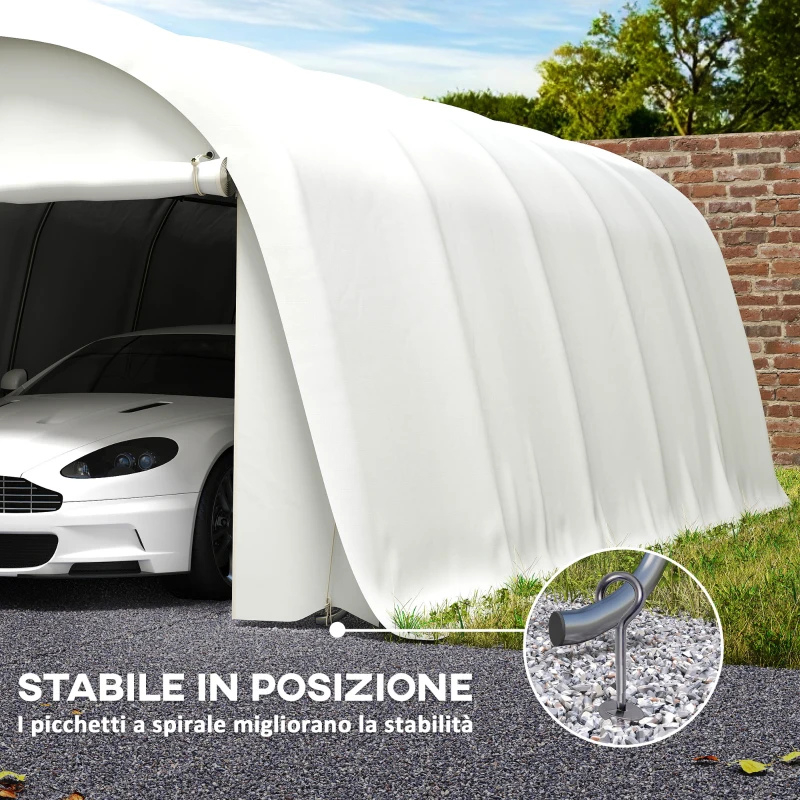 Outsunny Garage Auto Tenda Garage Esterno UV50+ Telaio Zincato 3.6x7.2 m Crema