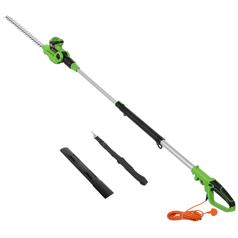 Outsunny 2.6m Corded Extendable Hedge Trimmer with 90° Adjustable Head, 450W Telescopic Electric Hedge Cutter Long Reach