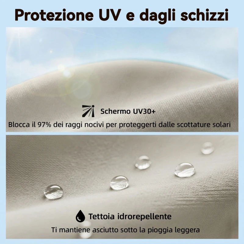 Outsunny Ombrellone da Giardino Inclinabile 2x2 m a 6 Stecche con Manovella, in Metallo e Poliestere Grigio Chiaro