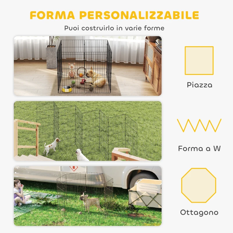 PawHut Recinto per Cani Recinto Espandibile Pieghevole in Metallo 50x80 cm Nero