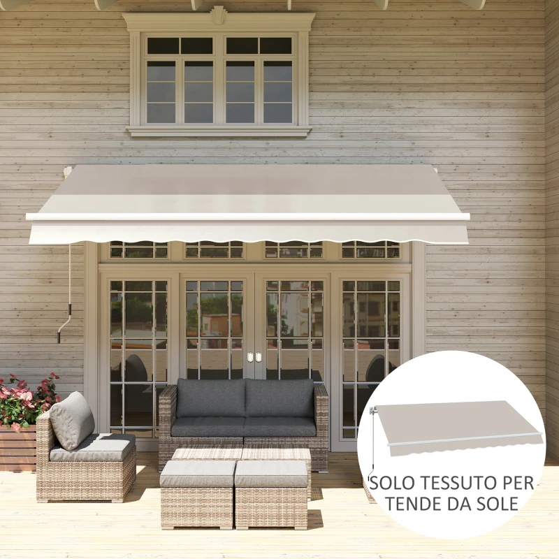 Outsunny Telo di Ricambio per Tenda Parasole Retrattile 3x2.5 m in Poliestere Anti UV 50+ Crema