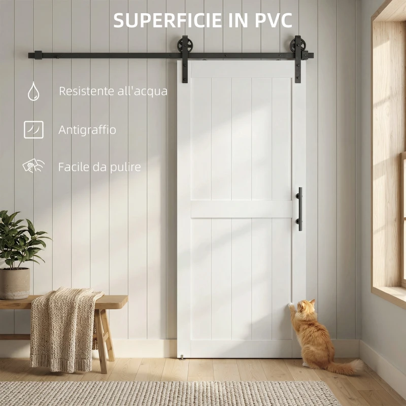 HOMCOM Porta Scorrevole Porta da Interno Stile Industriale, 81.3x213.4cm, Legno