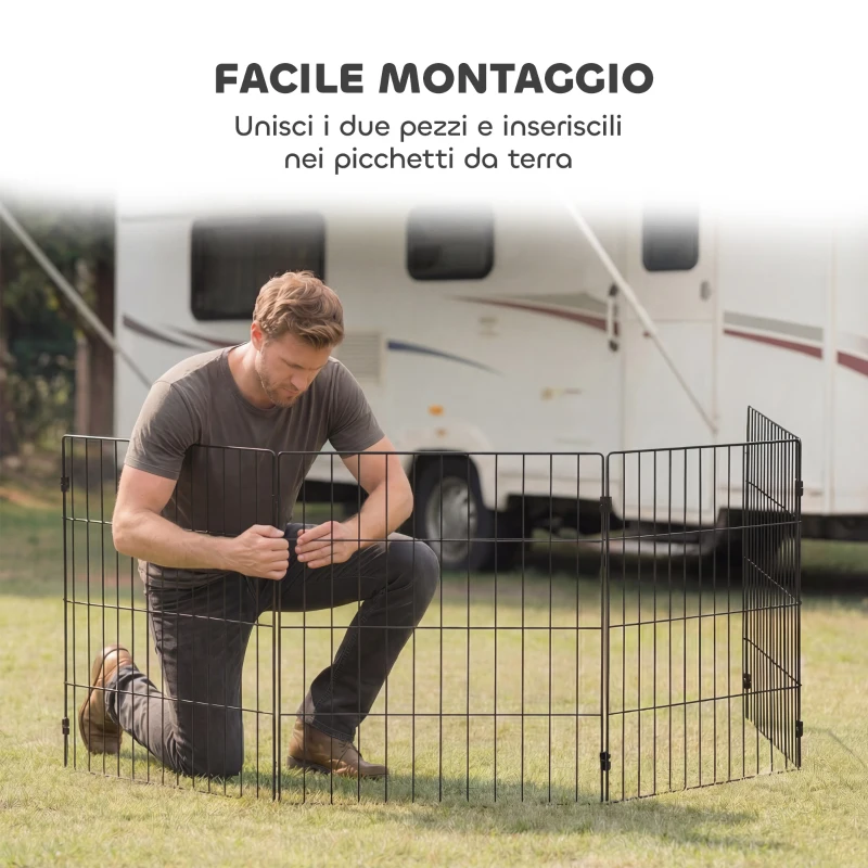 PawHut Recinto per Cani Recinto Espandibile Pieghevole, 50x60 cm, Nero