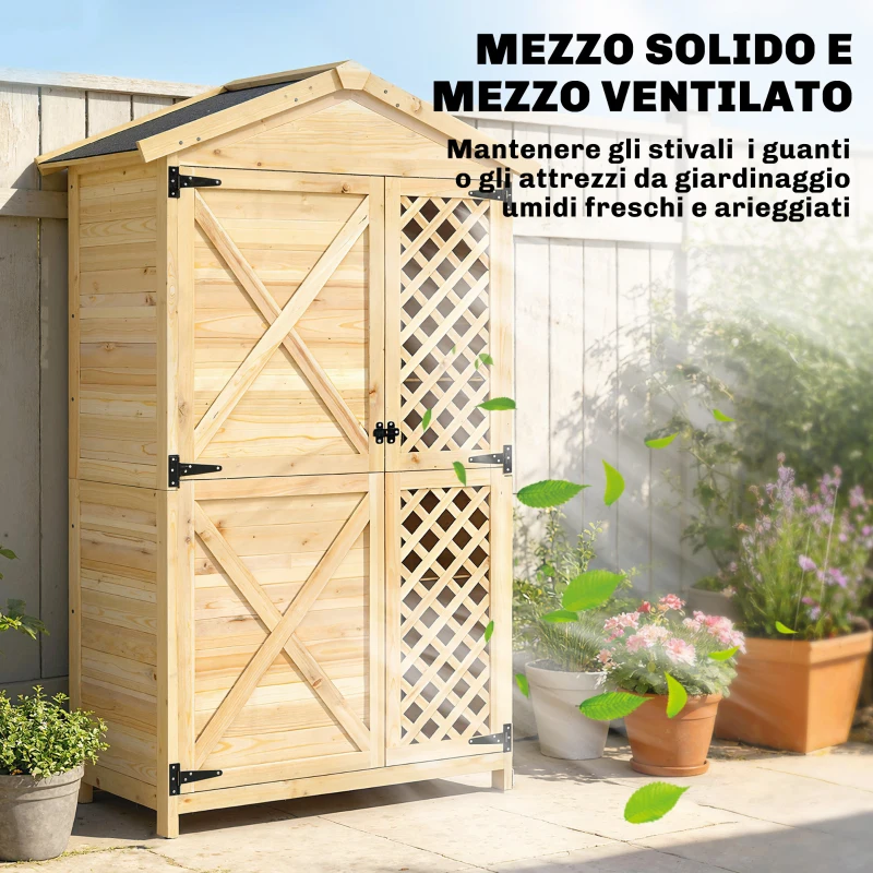 Outsunny Armadio Esterno: Casetta Giardino con Porta Ventilata e Kit Antiribaltamento.
