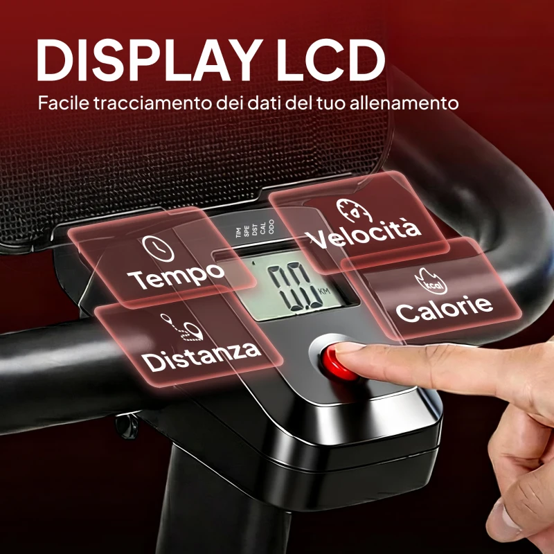 SPORTNOW Cyclette Magnetica Regolabile con Display LCD e Supporto per Tablet, in Acciaio e ABS, 103x49x98-112 cm, Nero