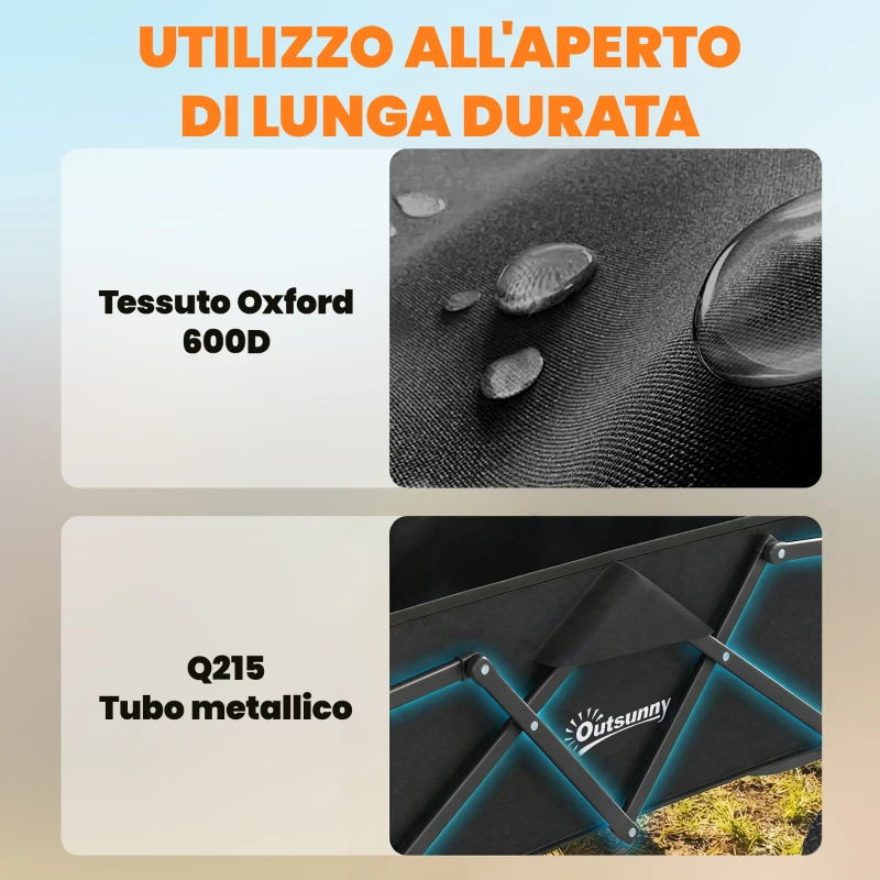 Outsunny Carrello da Giardino Pieghevole 90L con Manico Regolabile e Portabicchieri, Nero