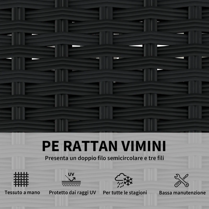 Outsunny Set da Giardino 5 pz Modulare con Poggiapiedi e Tavolino, in Rattan PE Grigio