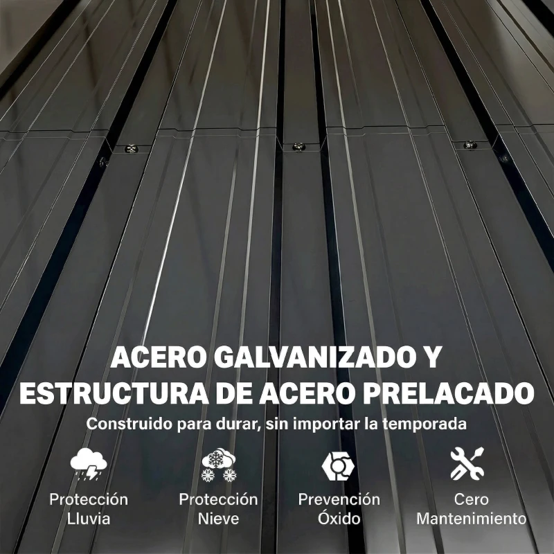 Outsunny Cobertizo de Jardín Exterior 0,69 m² 83x89x163 cm con Techo Inclinado Puerta con Cerradura Incluye Guantes Gris Oscuro