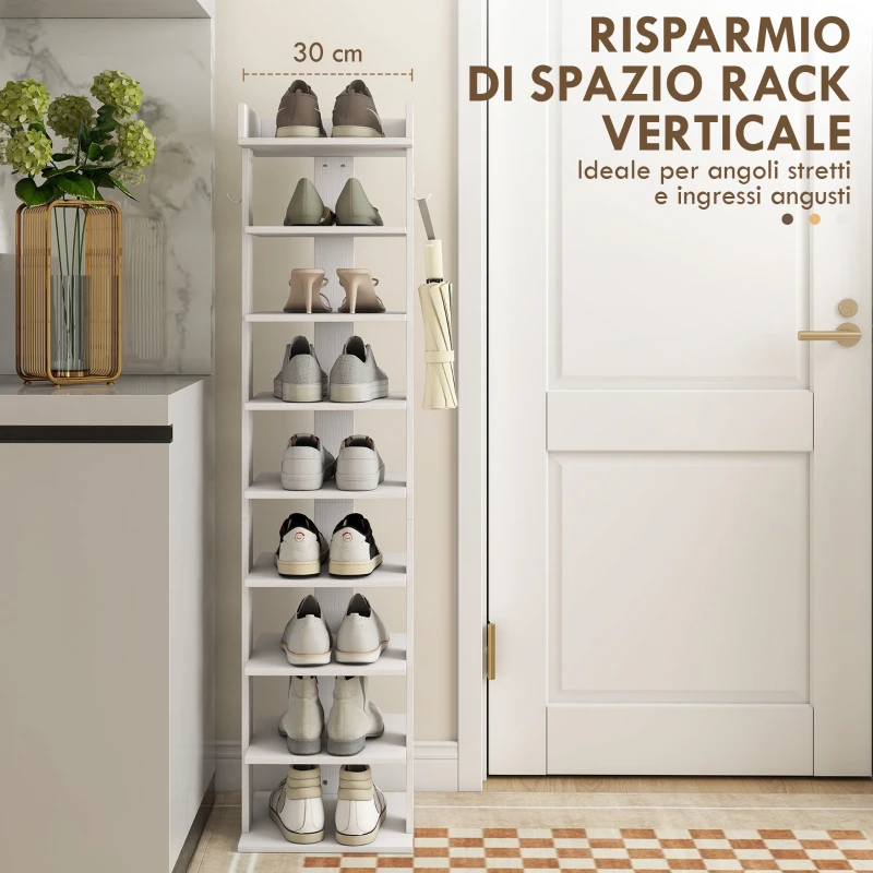 HOMCOM Scarpiera Organizzatore di Scarpe 9 Ripiani per Ingresso Bianco