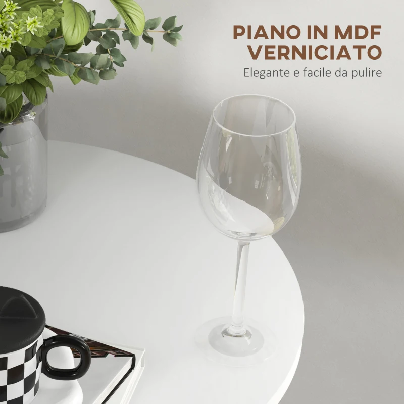 HOMCOM Tavolo Bar Isola Cucina Rotondo Alto Salvaspazio Ø60x102 cm Bianco