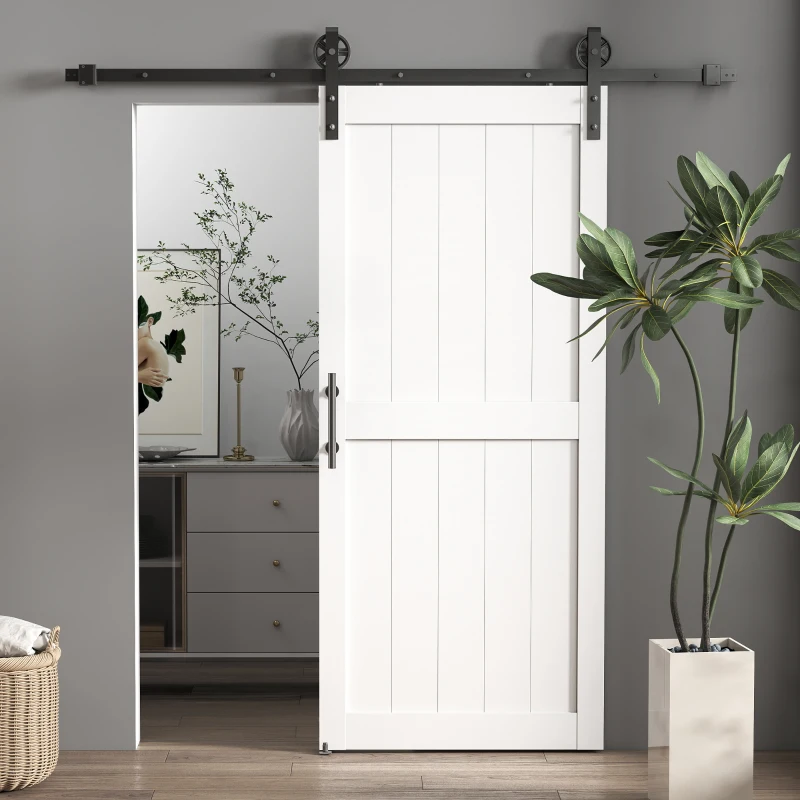 HOMCOM Porta Scorrevole Porta da Interno Stile Industriale, 81.3x213.4cm, Legno