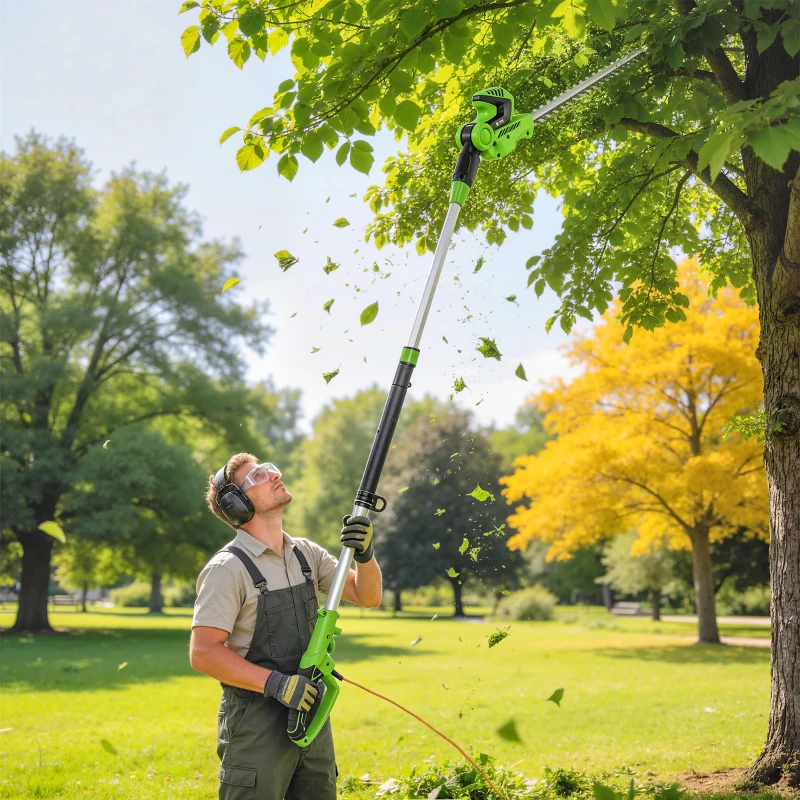 Outsunny 2.6m Corded Extendable Hedge Trimmer with 90° Adjustable Head, 450W Telescopic Electric Hedge Cutter Long Reach