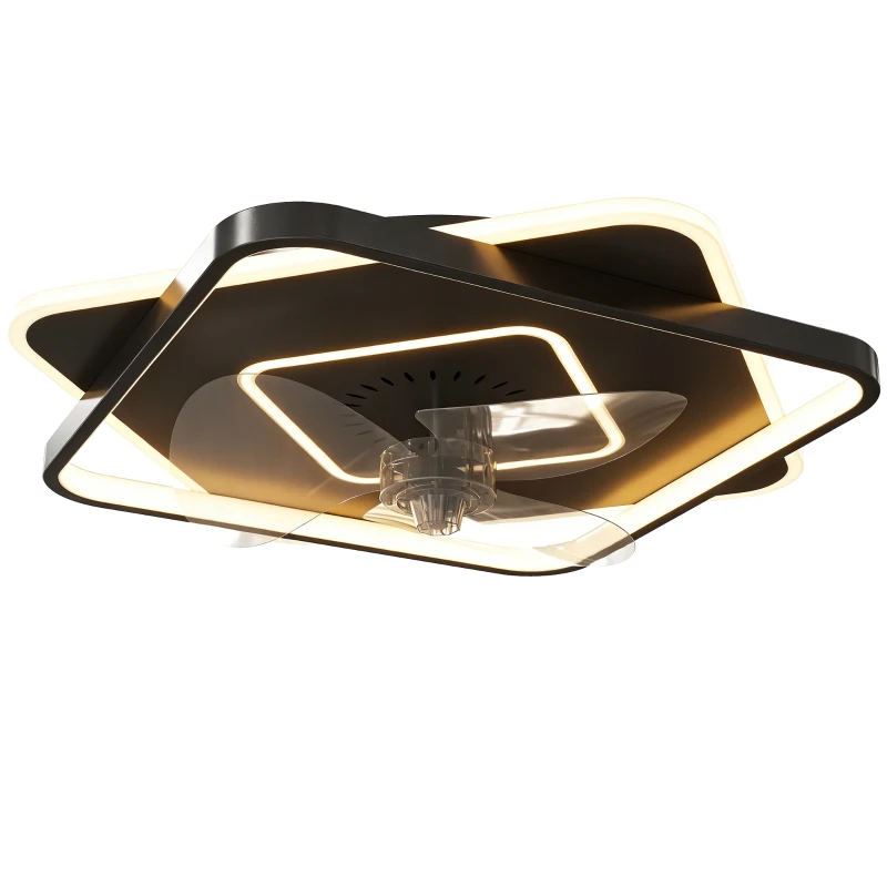 HOMCOM Deckenventilator mit Licht und Fernbedienung, LED-Deckenventilator mit 6 Geschwindigkeiten, 3 Farbtemperaturen