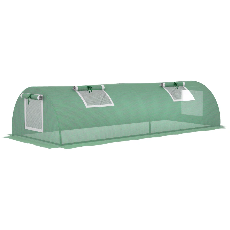 Outsunny Mini Estufa para Cultivo de Plantas com 4 Janelas Estrutura em Aço e Cobertura de PE Anti-UV 200x80x45 cm Verde