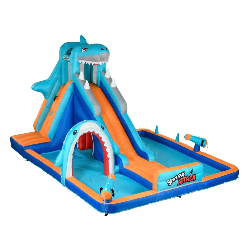 Outsunny Castel Gonflabil Copii 6‑in‑1 – Parc Acvatic cu Tobogan & Piscina