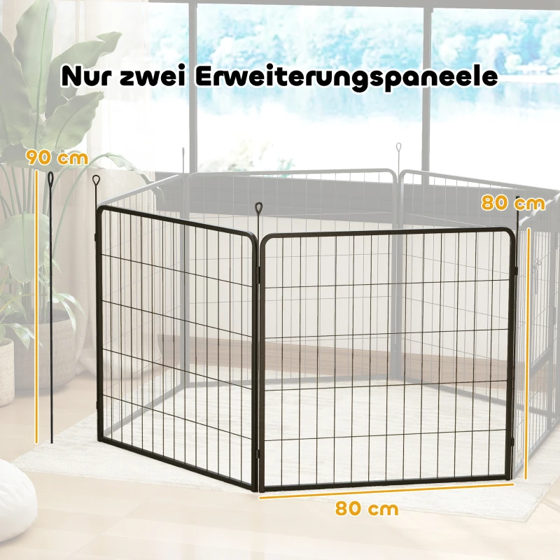 PawHut 2 Piece Dog Pen Expansion Pack for 80cm High Pet Playpen with 3 Stakes, for Small and Medium Dogs