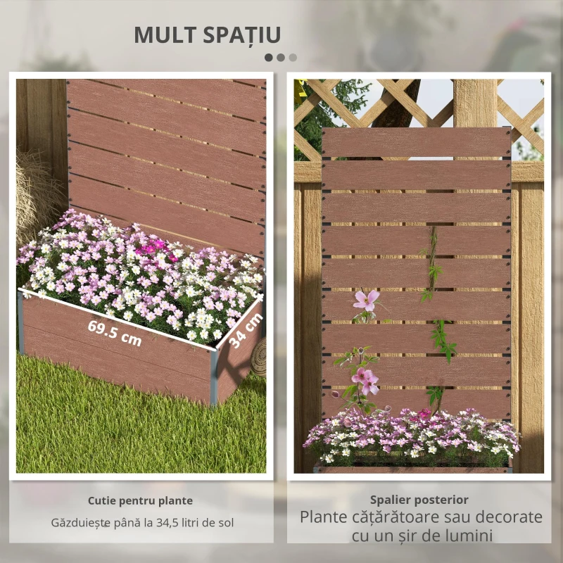 Outsunny Ghiveci de Gradina cu Spalier pentru Plante Caţaratoare, Viţa de Vie, Flori, Pat Independent Ridicat