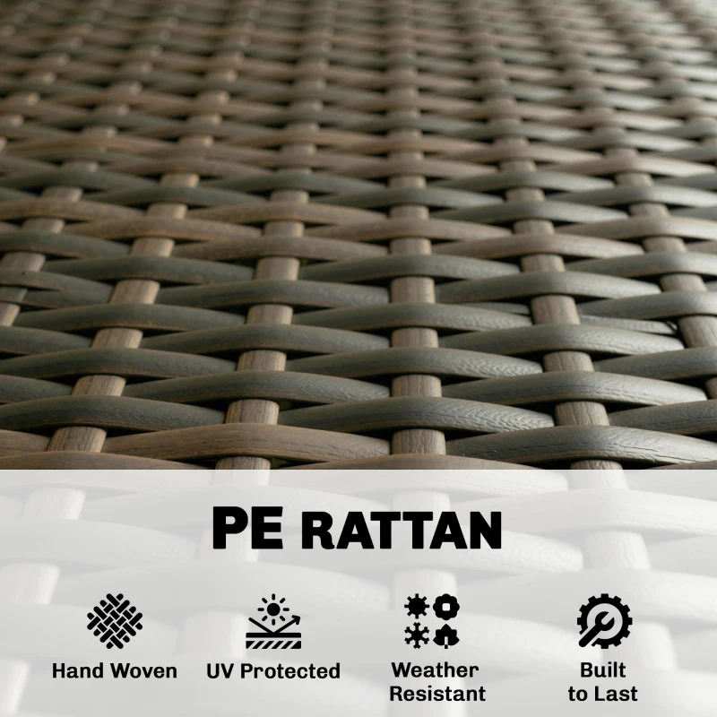 Outsunny 4 Piece Rattan Garden Furniture Sofa Set with Loveseat, Armchairs, Glass-Top Coffee Table and Cushions, Brown