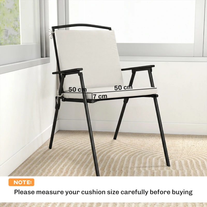 Outsunny Outdoor Seat Cushions Set of 2 with Ties, Waterproof Garden Seat Pads, Cream White