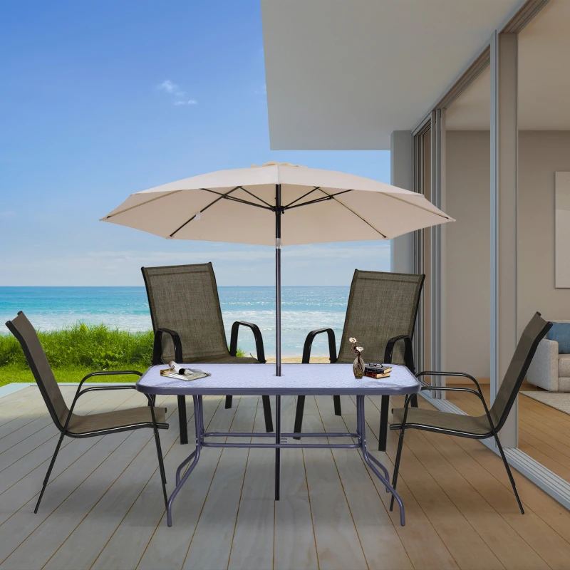 Outsunny Set of Four Stackable Mesh Seat Chairs - Mixed Brown
