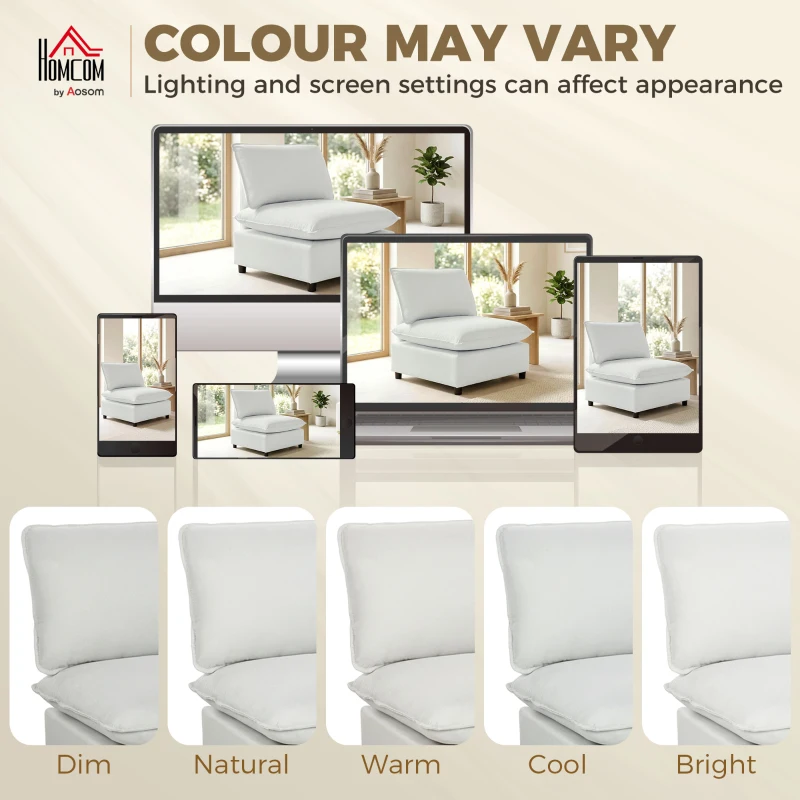 HOMCOM Accentstoel, Moderne Leathaire-Stoel met Brede en Diepe Zitplaats, Dikke Kussens, Eenvoudige Montage, Grijs