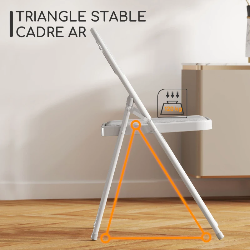 HOMCOM Lot de 4 chaises pliantes chaises de salle à manger portables cadre en acier 45 x 46 x 78 cm blanc