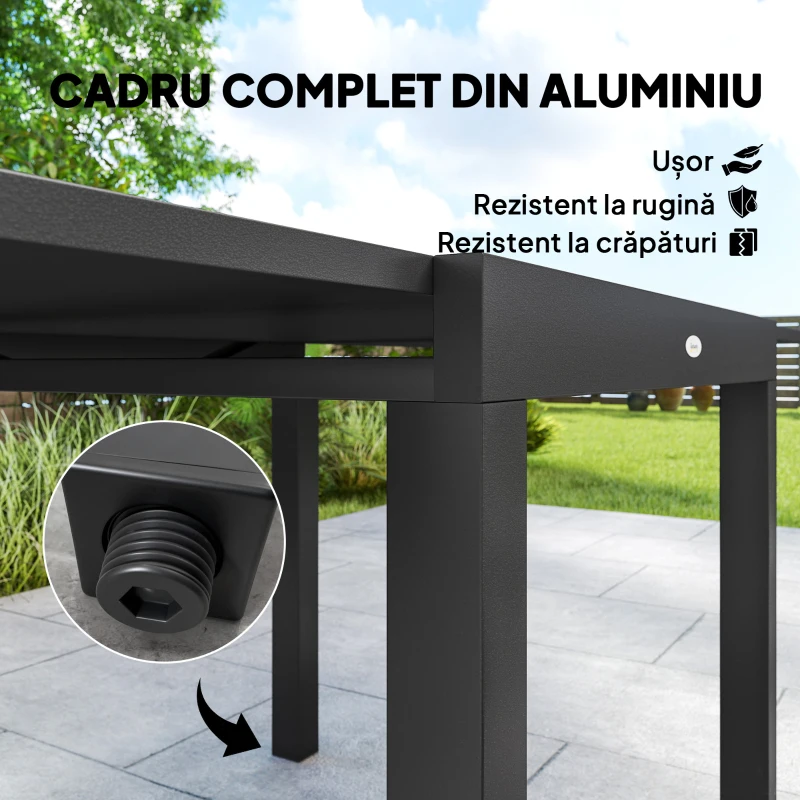 Outsunny masă pentru grădină cu scaune, set masă și scaune pentru grădină, masă și scaune pentru exterior, set de dining pentru grădină, masă extensibilă pentru exterior, set masă și scaune din aluminiu