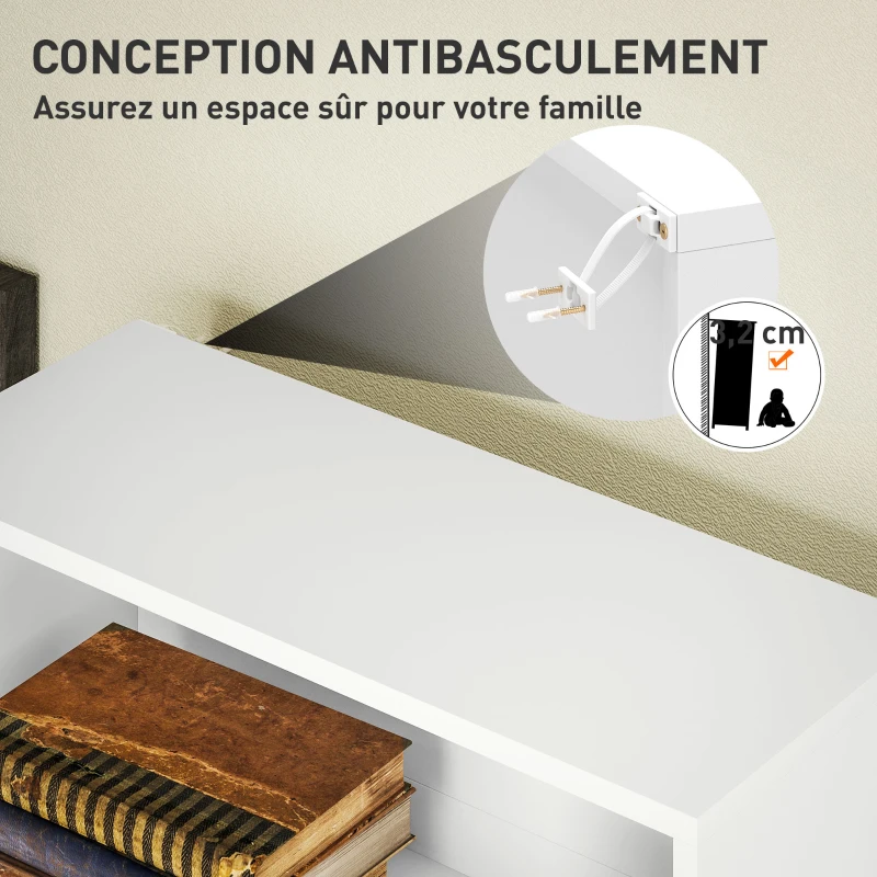 HOMCOM Bibliothèque étagère de rangement 6 niveaux avec étagères réglables pour salon, chambre, bureau, 60x24x158,5cm, blanc