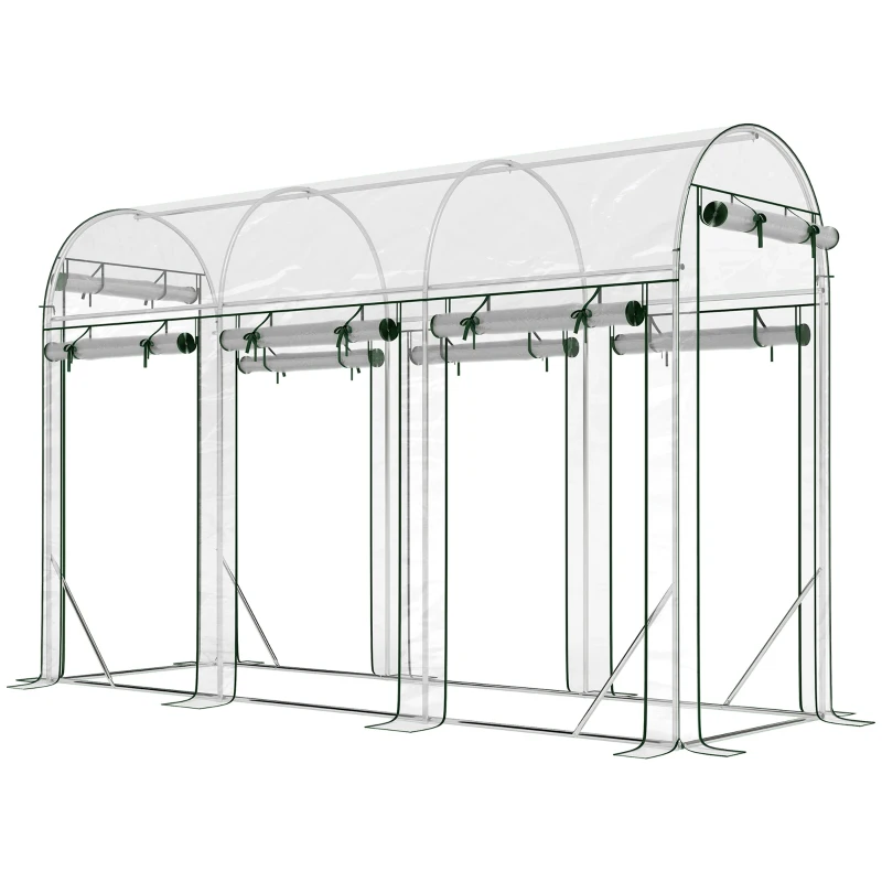 Outsunny Serre tunnel de jardin 3 m², serre de jardin, cadre en acier galvanisé, 8 portes roulantes, 295x100x197cm, transparent