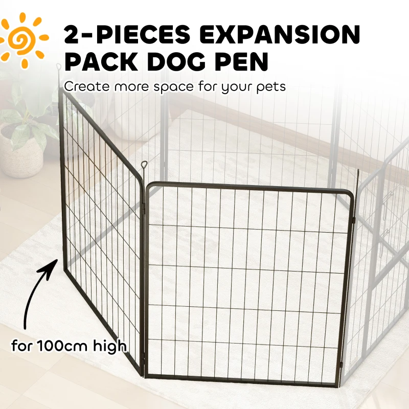 PawHut 2 Piece Dog Pen Expansion Pack for 100cm High Pet Playpen with 3 Stakes, for Small Medium Large Dogs