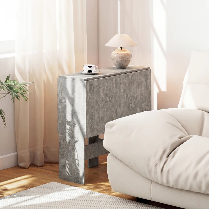 HOMCOM Folding Dining Table, Space-Saving Drop Leaf Kitchen Table for 4-6 People Grey