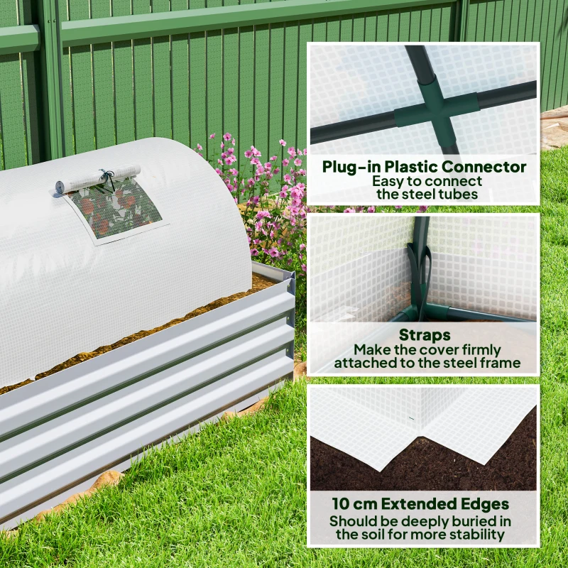 Outsunny Szklarnia z oknem rolowanym, zimowa, folia, okrągły dach