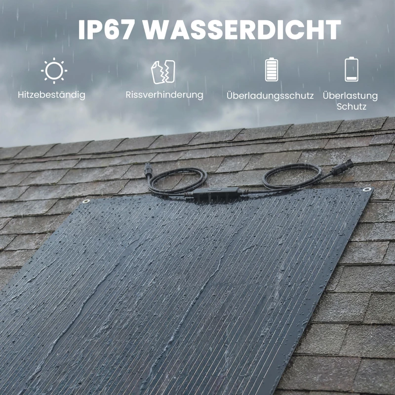 HOMCOM Solarpanel 100W 18V Tragbares Outdoor Solarladegerät mit  2 USB, LCD-Anzeige IP67 Wasserdicht
