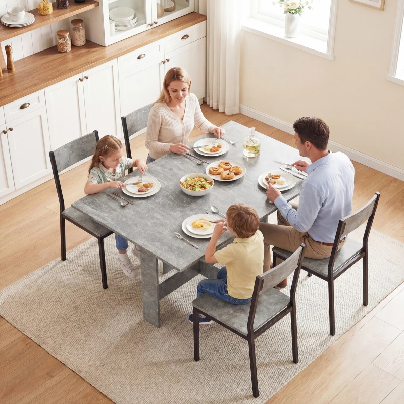 HOMCOM Folding Dining Table, Space-Saving Drop Leaf Kitchen Table for 4-6 People Grey