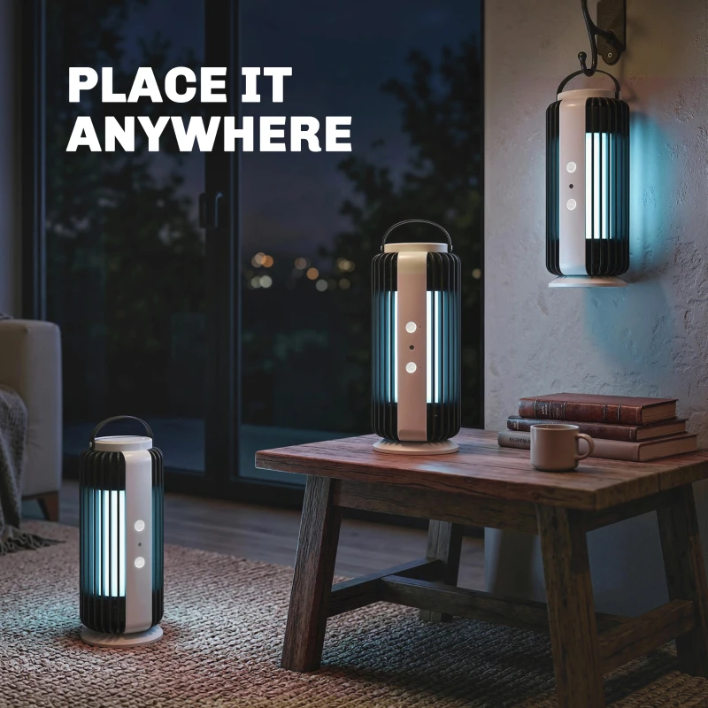 Outsunny Electric Fly Zapper Indoor, Fly Killer with Fan, 365nm LED Light, Auto On Off Sensor, 8 W Bug Zapper with Handle