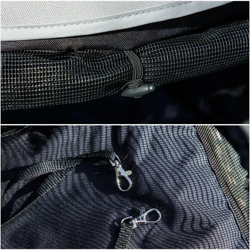 PawHut Passeggino per Cani con 2 Finestre a Rete, in Acciaio e Tessuto Oxford, 76x44x103 cm, Nero e Grigio Chiaro