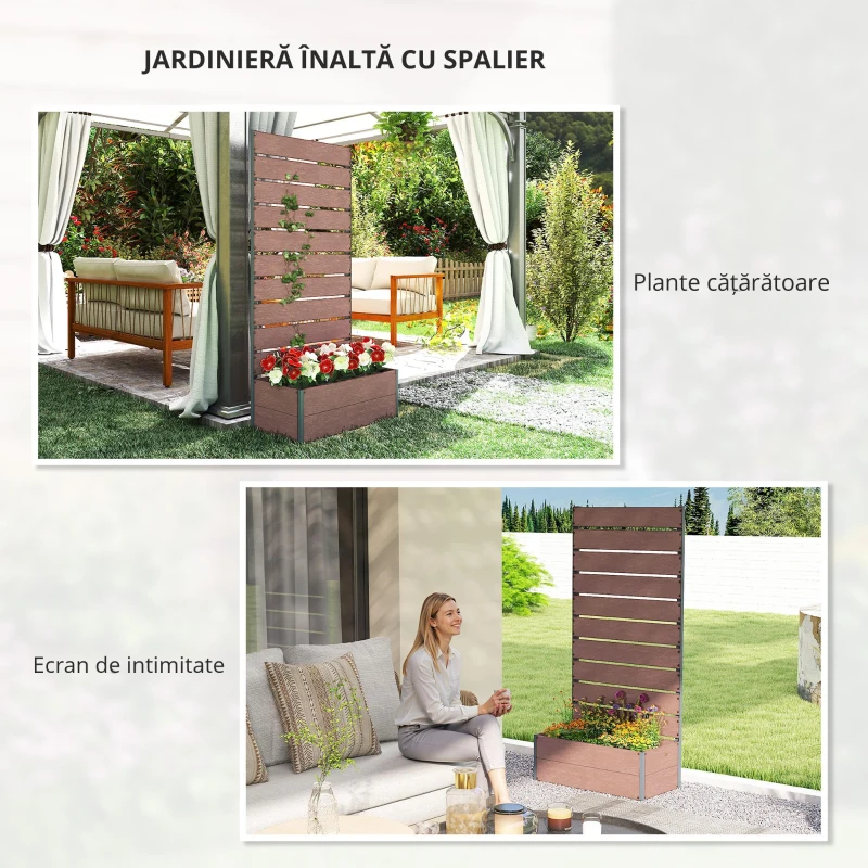 Outsunny Ghiveci de Gradina cu Spalier pentru Plante Caţaratoare, Viţa de Vie, Flori, Pat Independent Ridicat