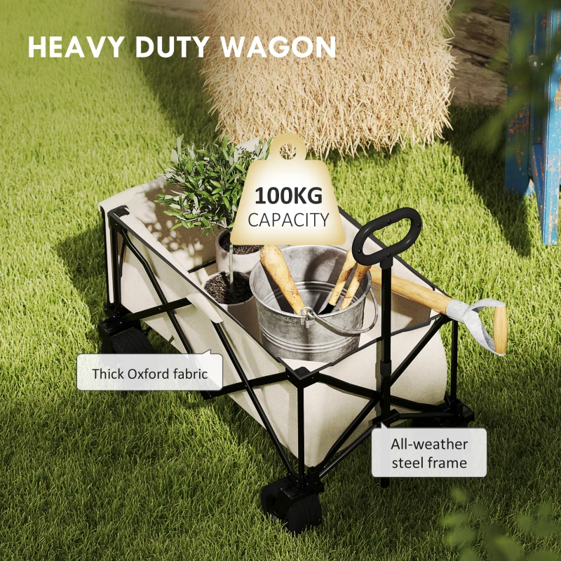 Outsunny Wózek ogrodowy 100 kg, składany, transportowy, Bollerwagen