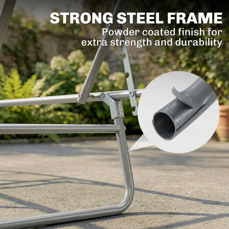 Outsunny Sdraio da Giardino Pieghevole con Tettuccio Regolabile e Schienale Reclinabile a 4 Livelli, Grigio Chiaro