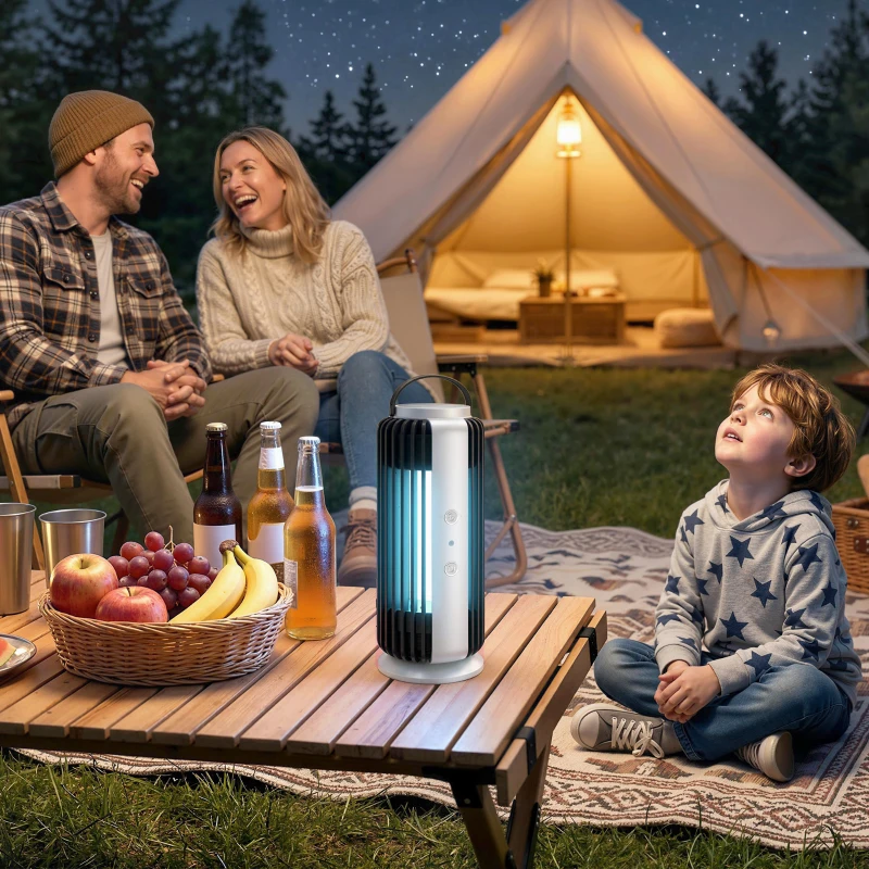 Outsunny Electric Fly Zapper Indoor, Fly Killer with Fan, 365nm LED Light, Auto On Off Sensor, 8 W Bug Zapper with Handle