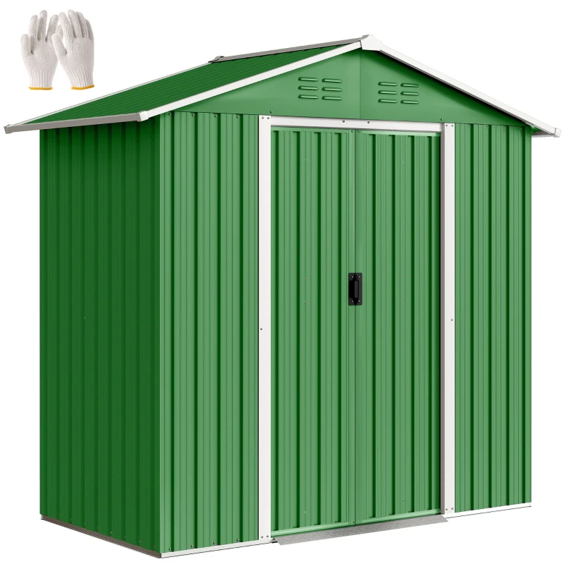 Outsunny 6.5 x 3.5ft Metal Garden Storage Shed - Green