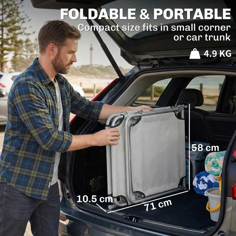 Outsunny ligbed opklapbaar, beige187 x 58 x 36 cm