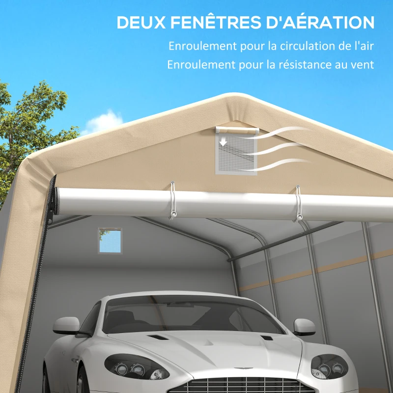 Outsunny Tente garage carport dim. 6,2L x 3,3l x 2,4H m acier galvanisé robuste PE haute densité 150 g/m² imperméable anti-UV(m-7)
