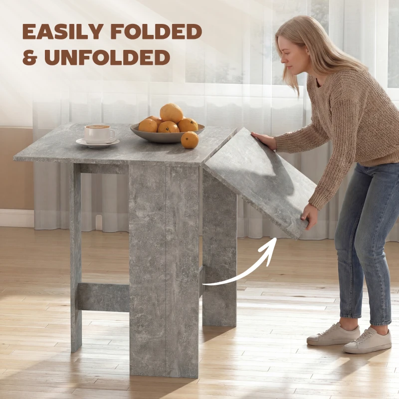 HOMCOM Folding Dining Table, Space-Saving Drop Leaf Kitchen Table for 4-6 People Grey