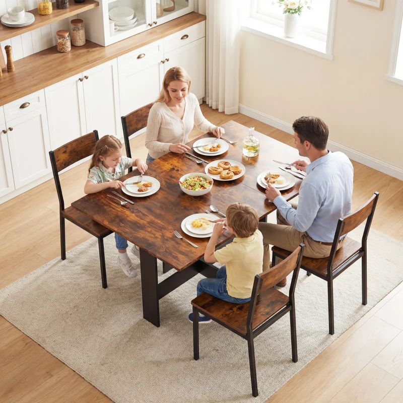 HOMCOM Folding Dining Table, Space-Saving Drop Leaf Kitchen Table for 4-6 People Rustic Brown