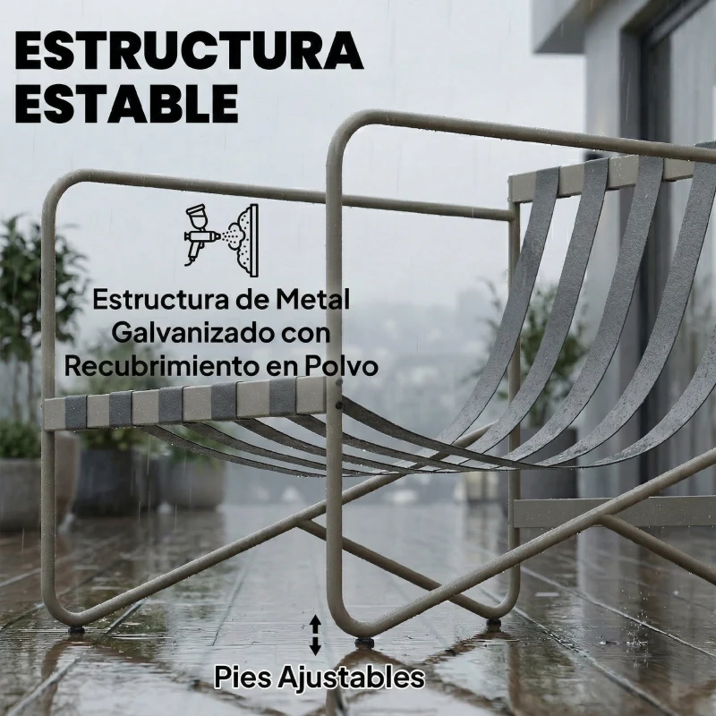 Outsunny Conjunto de Jardín Exterior de 4 Piezas con Sofá de 2 Plazas 2 Sillones Mesa de Vidrio Templado Cojines Gruesos Rosa