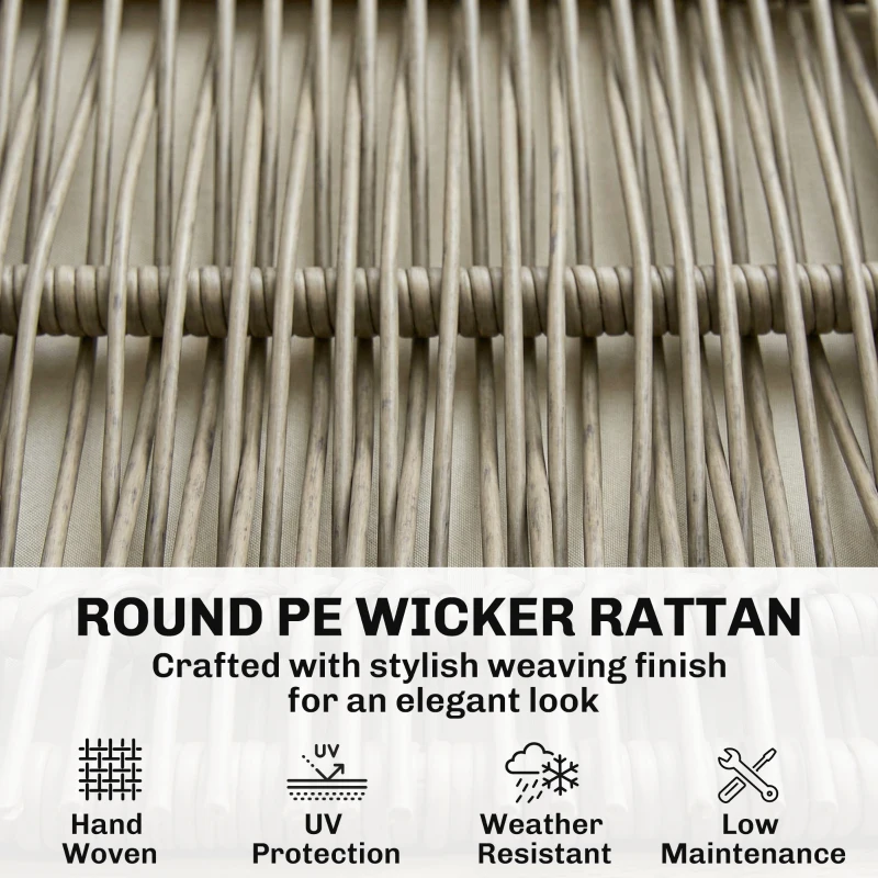 Outsunny 4 Piece Rattan Garden Furniture Set with Loveseat, Armchairs, Wood Table, Wicker Patio Conversation Set, Cream White