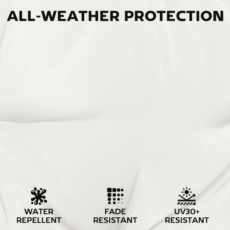 Outsunny Outdoor Seat Cushions Set of 2 with Ties, Waterproof Garden Seat Pads, Cream White
