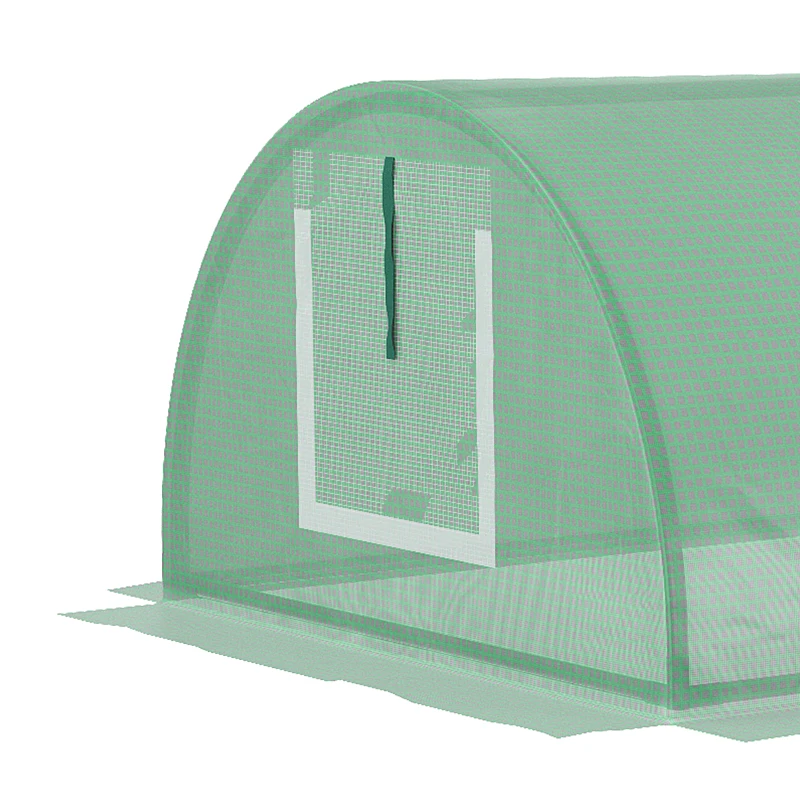 Outsunny Mini Estufa para Cultivo de Plantas com 4 Janelas Estrutura em Aço e Cobertura de PE Anti-UV 200x80x45 cm Verde