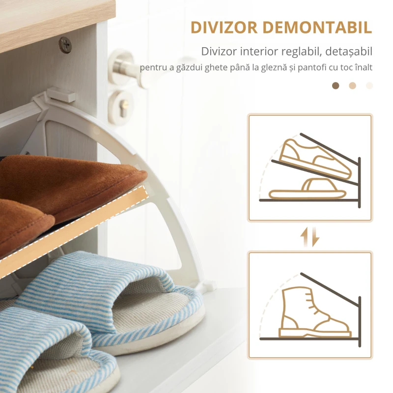 Homcom Dulap Pantofi Alb 70×23,5×122 cm – Sertare & Rafturi Reglabile(m-5)